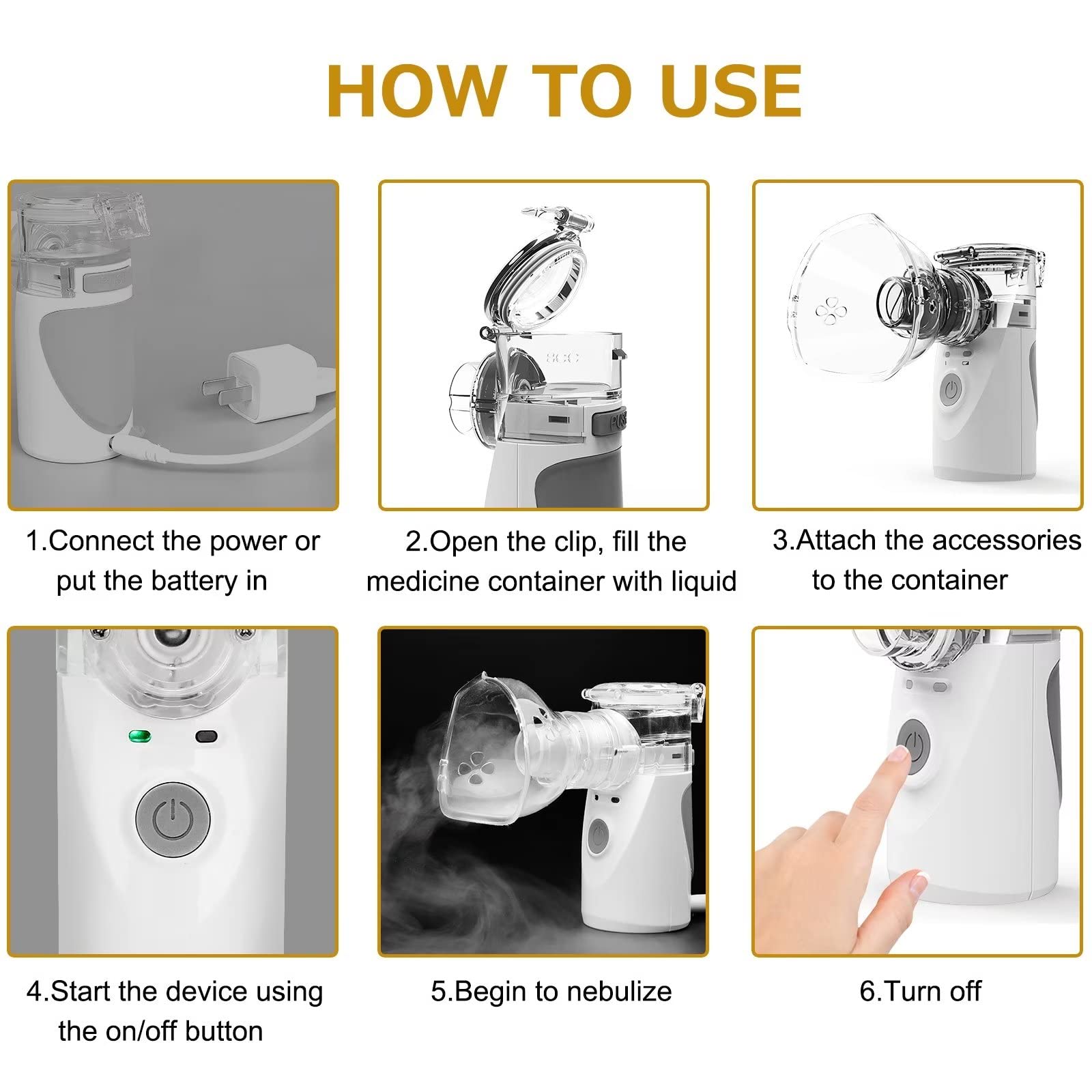 Battery-Operated Mist Portable Ultrasonic Mesh Nebulizer of Cool