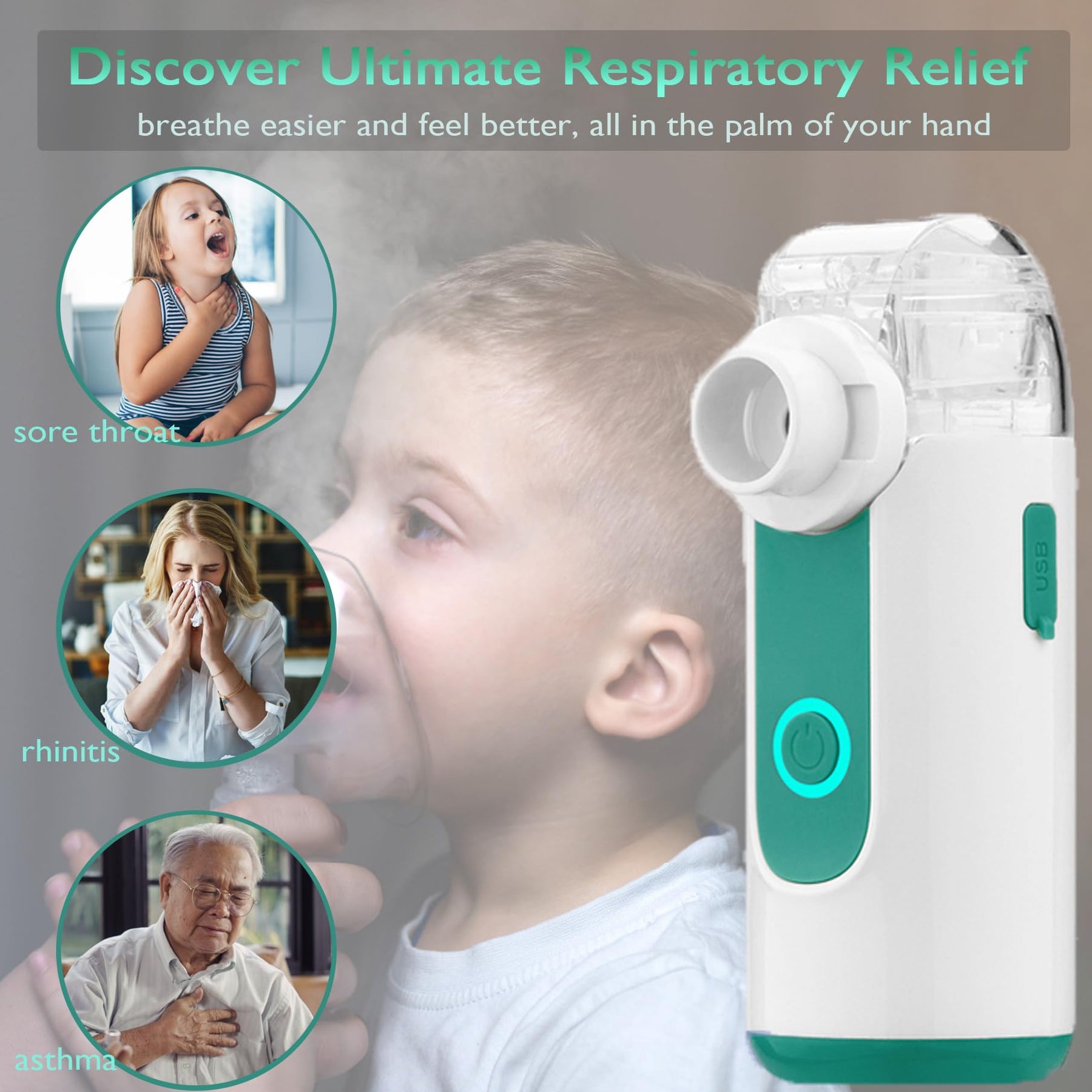 Steam Inhaler Portable Mesh Nebulizer for Daily Use