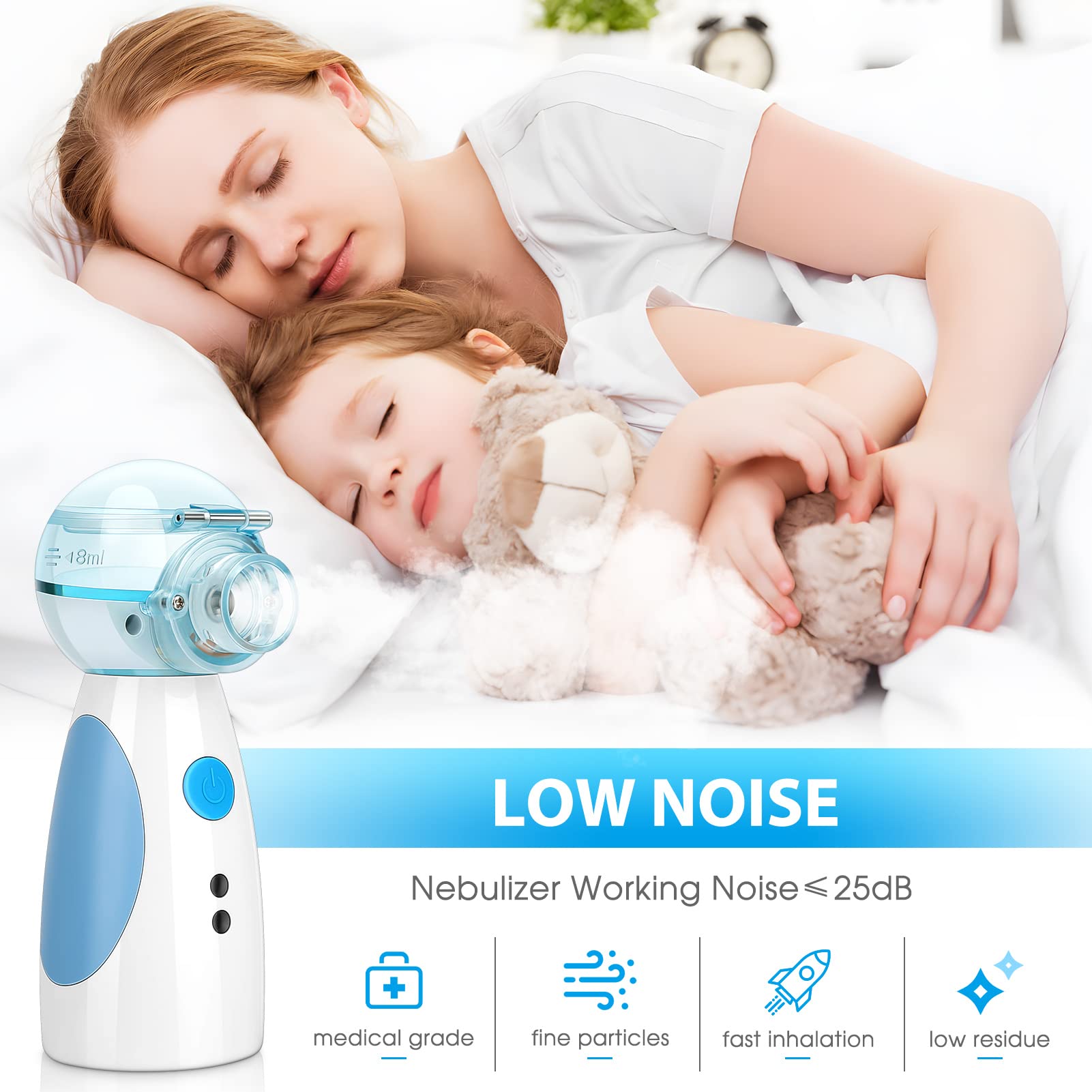 Rechargeable Handheld Mesh Breathing Nebulizer for Home Office Use